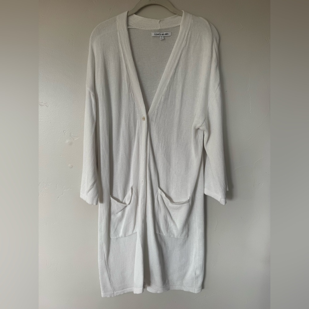 Elizabeth & James White Cardigan Duster Sweater Medium